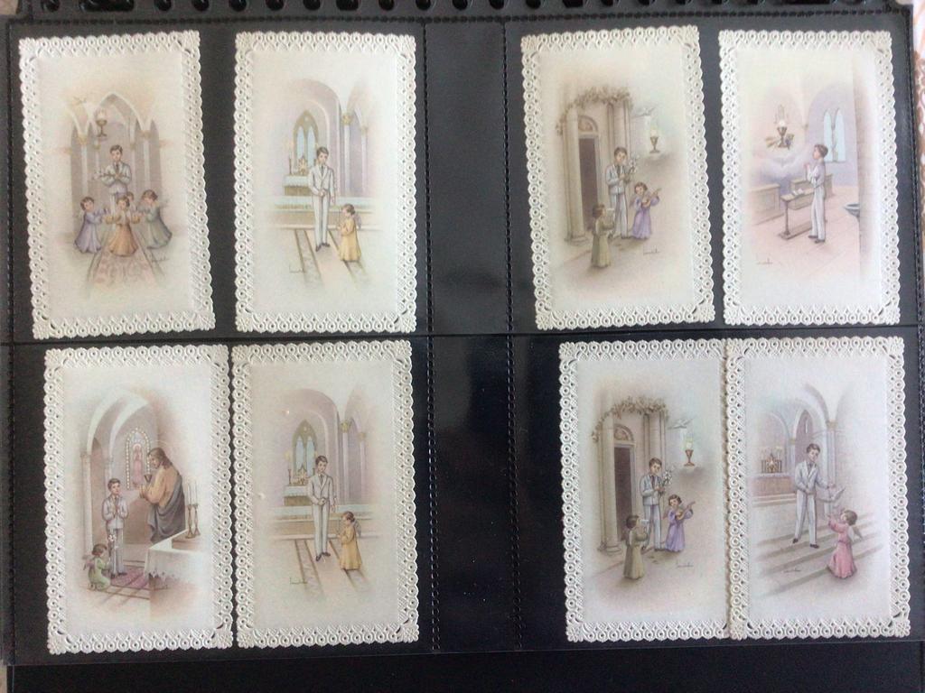Collectie communie prentjes met kant. 64 st., Verzamelen, Ophalen of Verzenden, Zo goed als nieuw, Overige onderwerpen, Prent