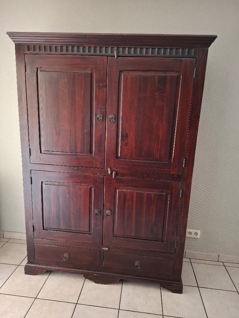 Bruine houten kast, Huis en Inrichting, Ophalen, Met deur(en), 100 tot 150 cm, Zo goed als nieuw
