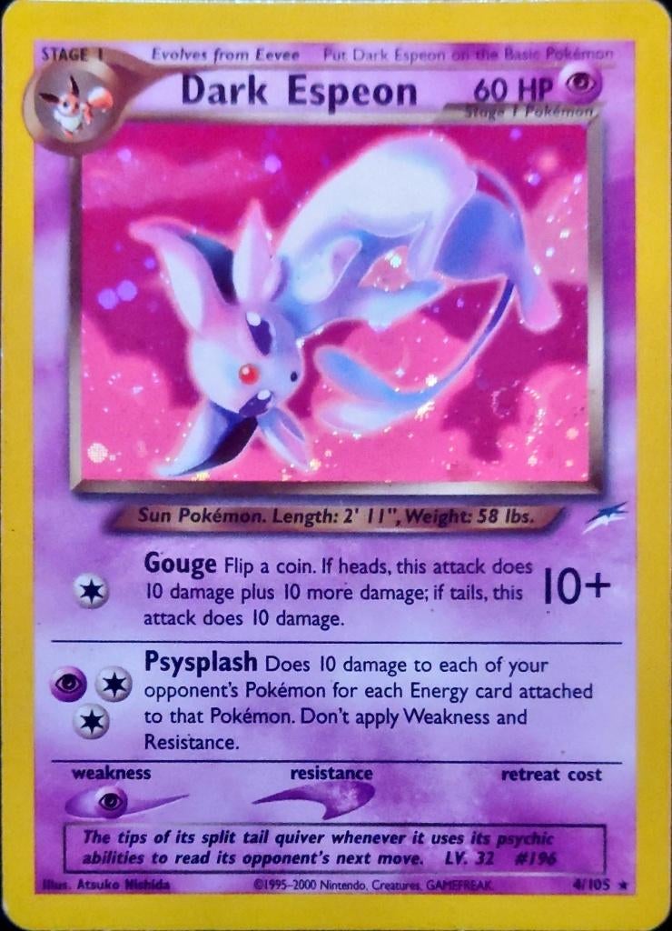 Te koop: Dark Espeon (4) Neo Destiny met Swirl, Ophalen of Verzenden