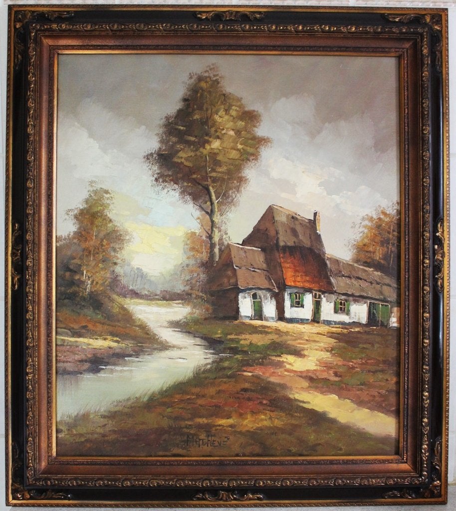 Schilderij landschap Matheve, Enlèvement, Encadré, Paysage, Toile