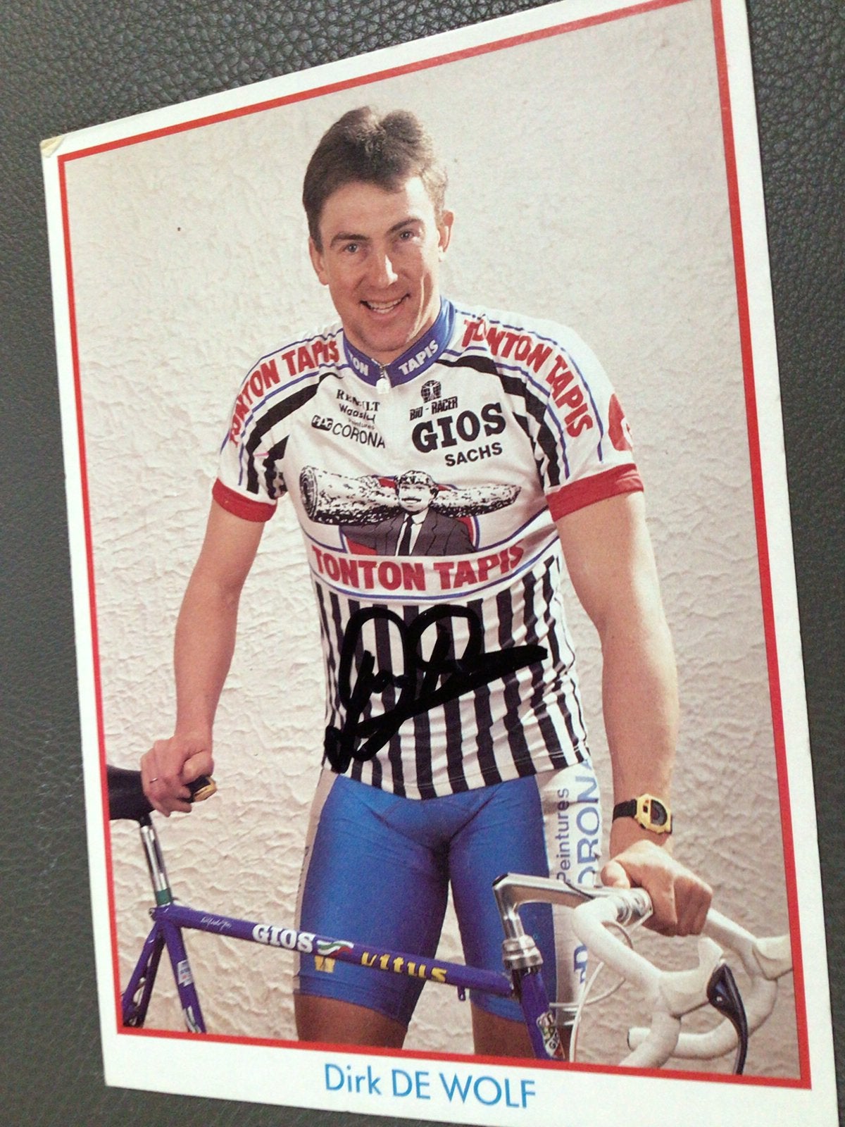 Wielerkaart 1991 team ton ton tapis  dirk de wolf signe, Ophalen of Verzenden, Zo goed als nieuw