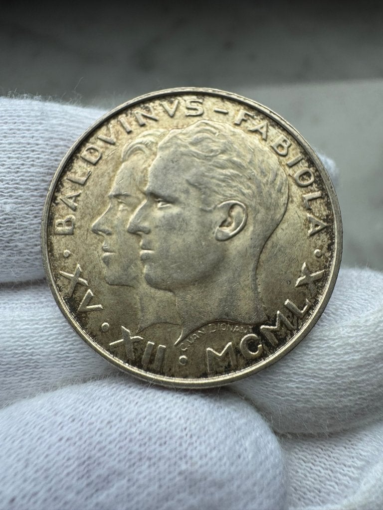 België - 50 Francs 1960 (Huwelijk Boudewijn, zilver), Zilver, Ophalen of Verzenden, Losse munt, Zilver