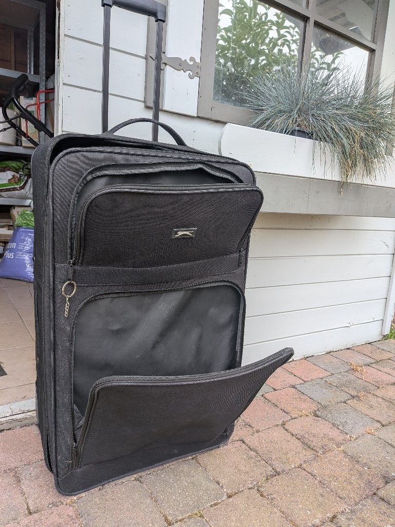 Reiskoffer zwart maat L, Handtassen en Accessoires, Koffers, Gebruikt, 45 tot 55 cm, Zacht kunststof, Wieltjes