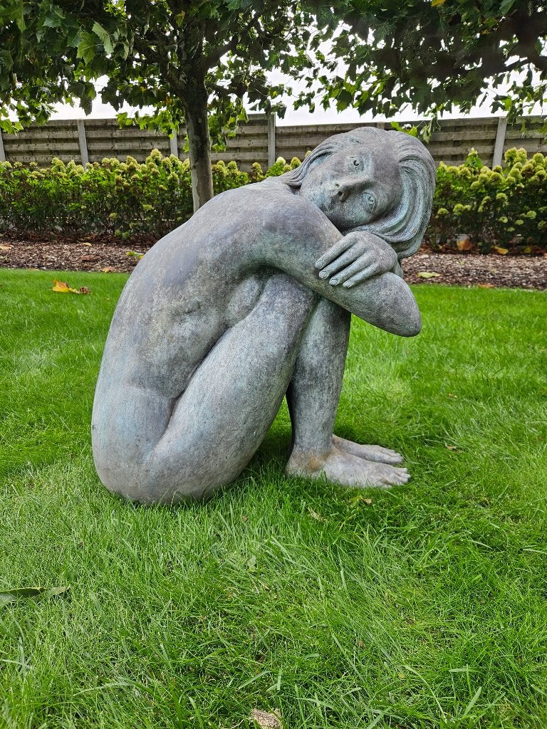 BRONZEN PRACHTIG KUNSTBEELD P PEETERS ZWAAR BRONS TOPSTUK!!!, Ophalen, Zo goed als nieuw, Overige materialen, Mensenbeeld