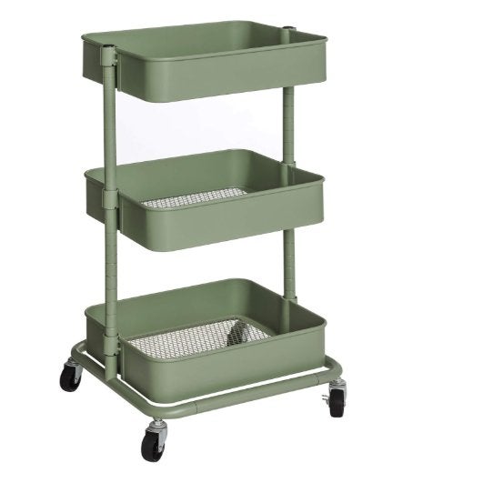 Olijfgroene trolley op wieltjes, Scandinave, Comme neuf, Vert, Enlèvement