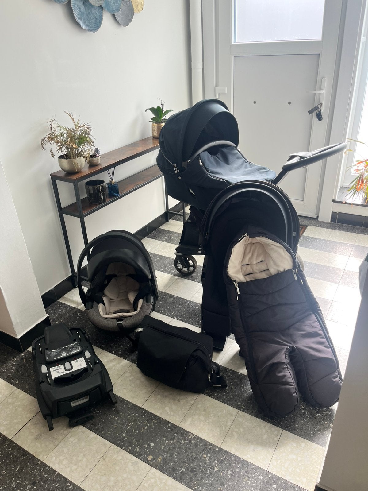Stokke Xplory marine blauw kinderwagen 3-in-1 Complete Set, Zo goed als nieuw, Luchtbanden, Maxi-Cosi, Ophalen