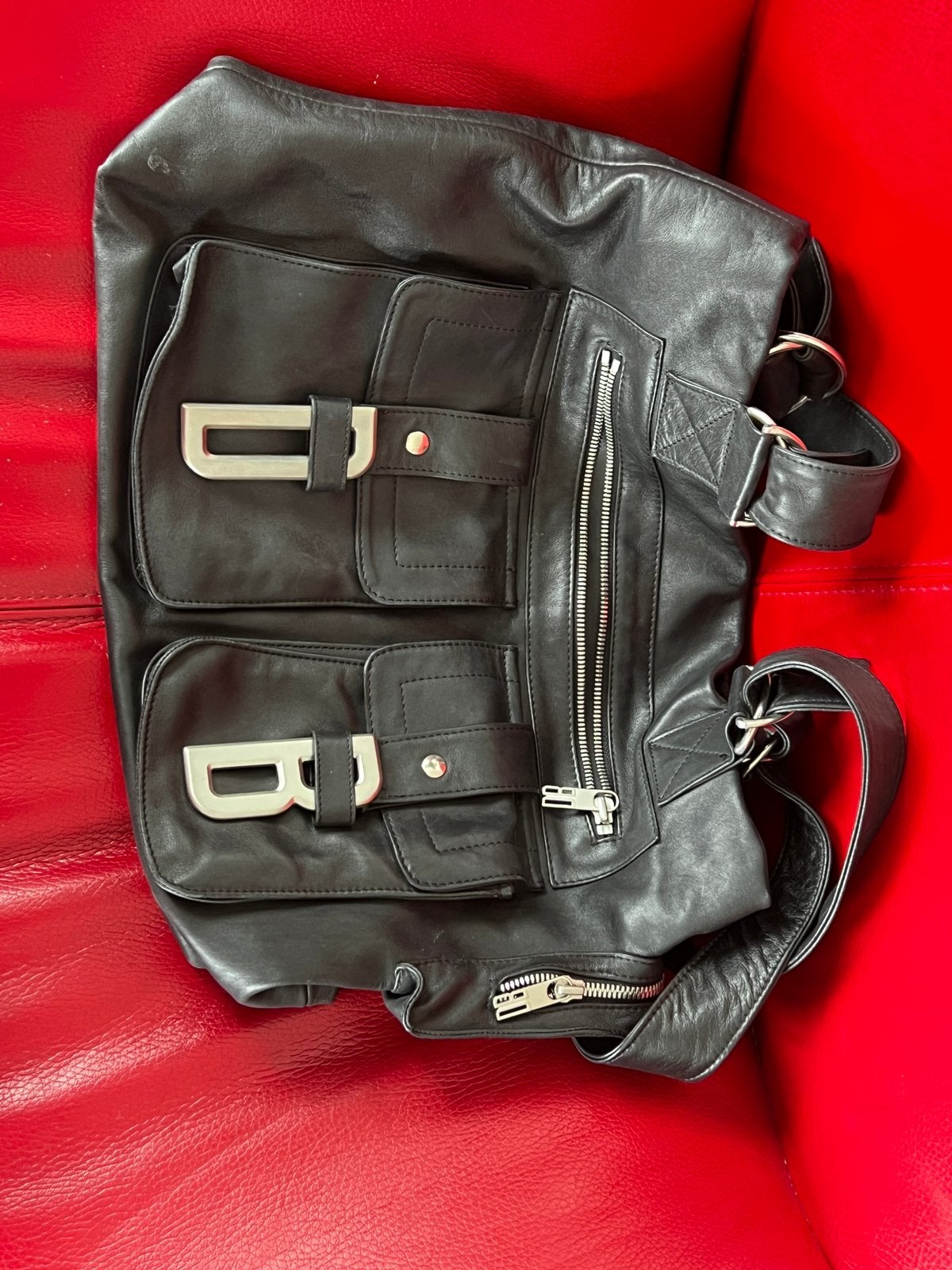 Originele Dirk Bikkembergs Vintage Lederen Tas/schoudertas, Gebruikt, Zwart, Leer, Ophalen
