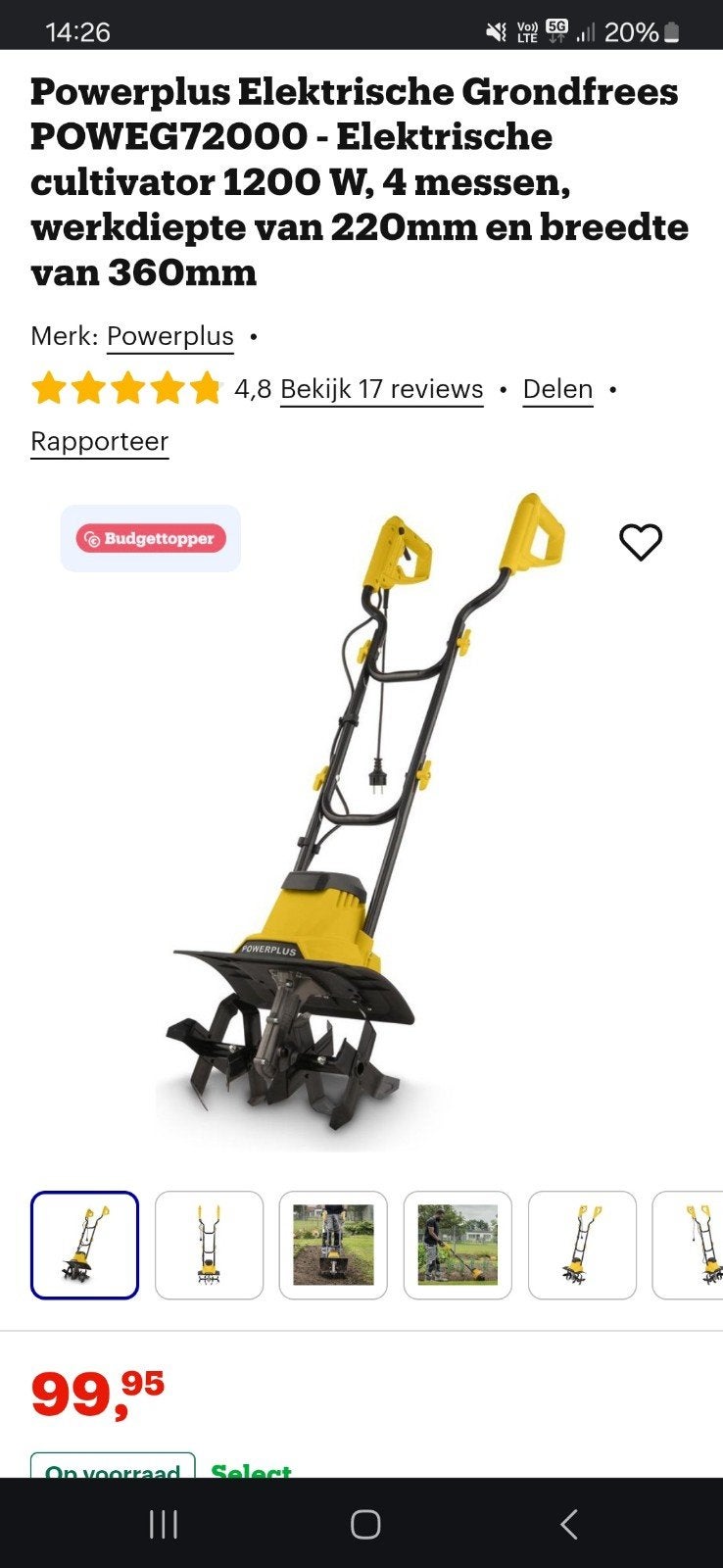 verticuteer machine Powerplus NIEUW!, Tuin en Terras, Verticuteermachines, Ophalen, Nieuw, Elektrisch, Powerplus