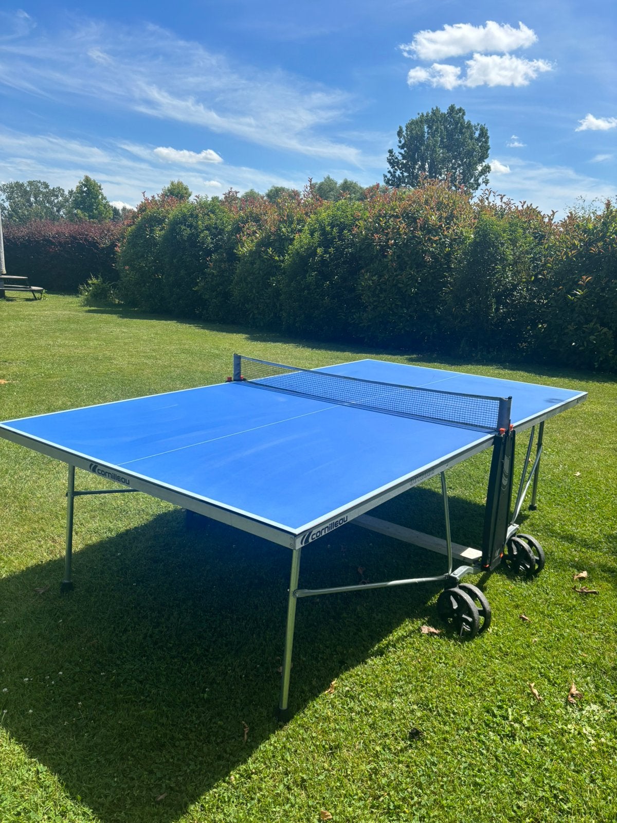 Cornillau tafeltennistafel outdoor, Sport en Fitness, Ophalen, Zo goed als nieuw, Tafel Outdoor, Verrijdbaar