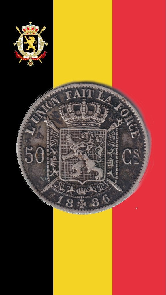 VARIANTE : 50 cents 1886 FR (2d8 sur 6) - Léopold II, Monnaie en vrac, Argent, Argent, Envoi