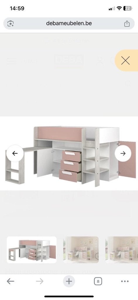 Halfhoogslaper, Enlèvement, Comme neuf, Lit mi-hauteur mezzanine