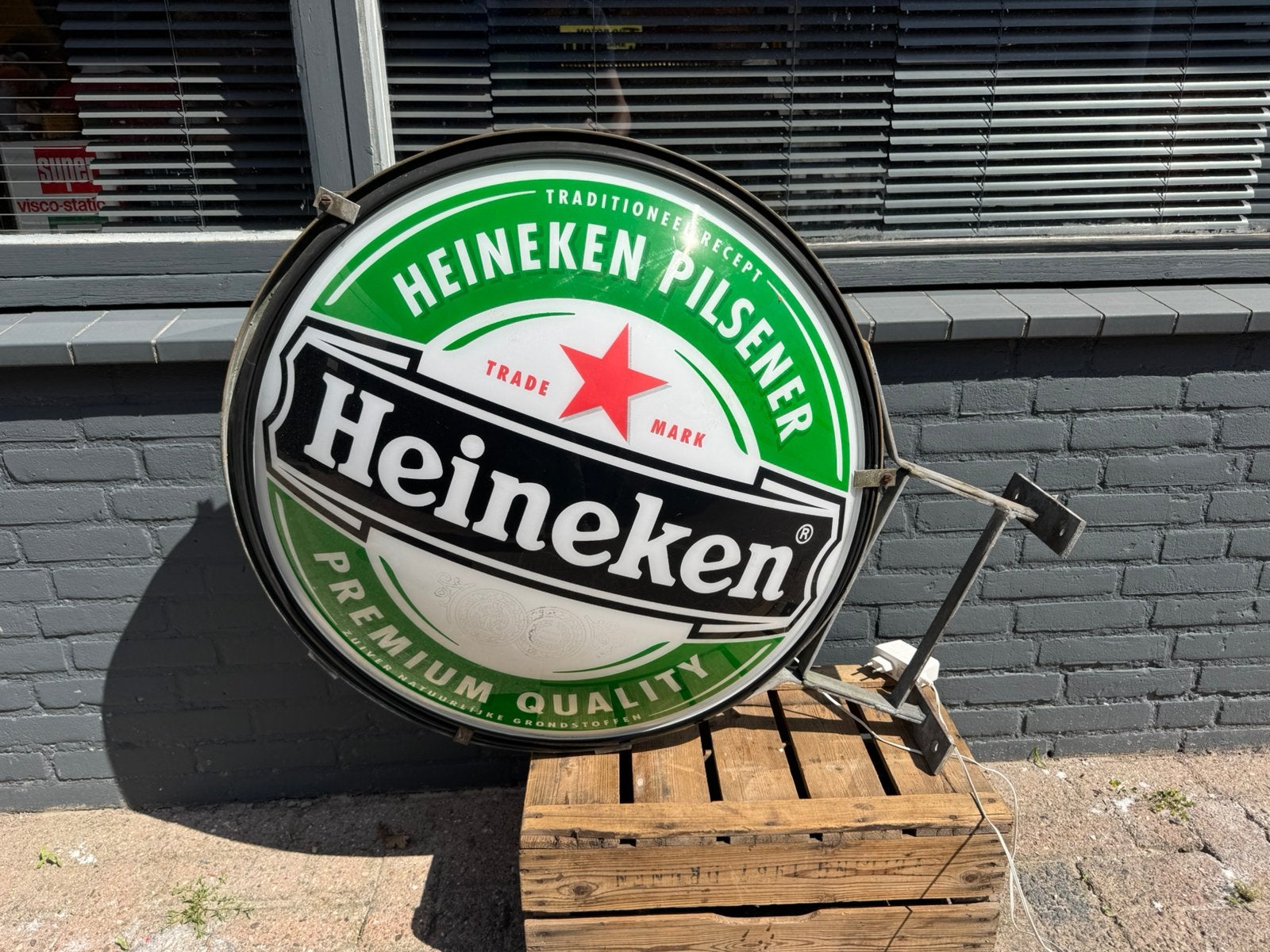 Ancienne boîte à lumière publicitaire Heineken, Collections, Enlèvement, Utilisé, Table lumineuse ou lampe (néon)