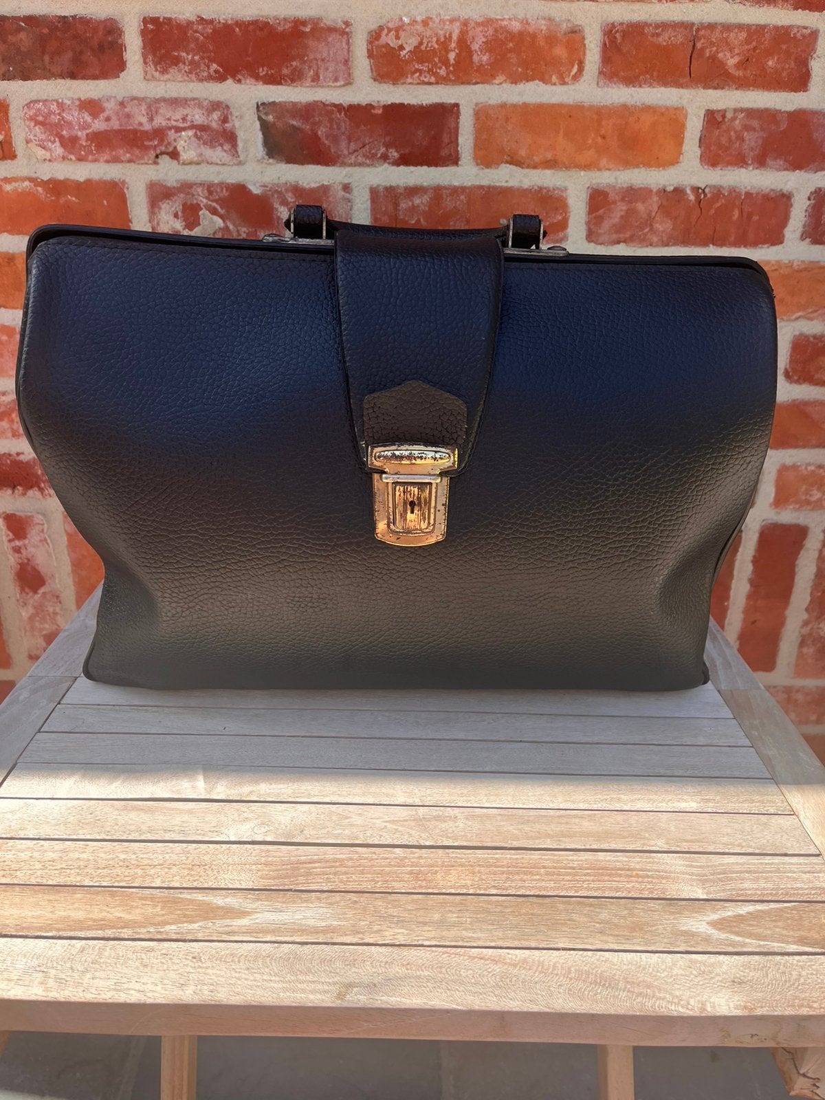 Sac scolaire/médecin vintage en cuir noir, Enlèvement ou Envoi, Comme neuf