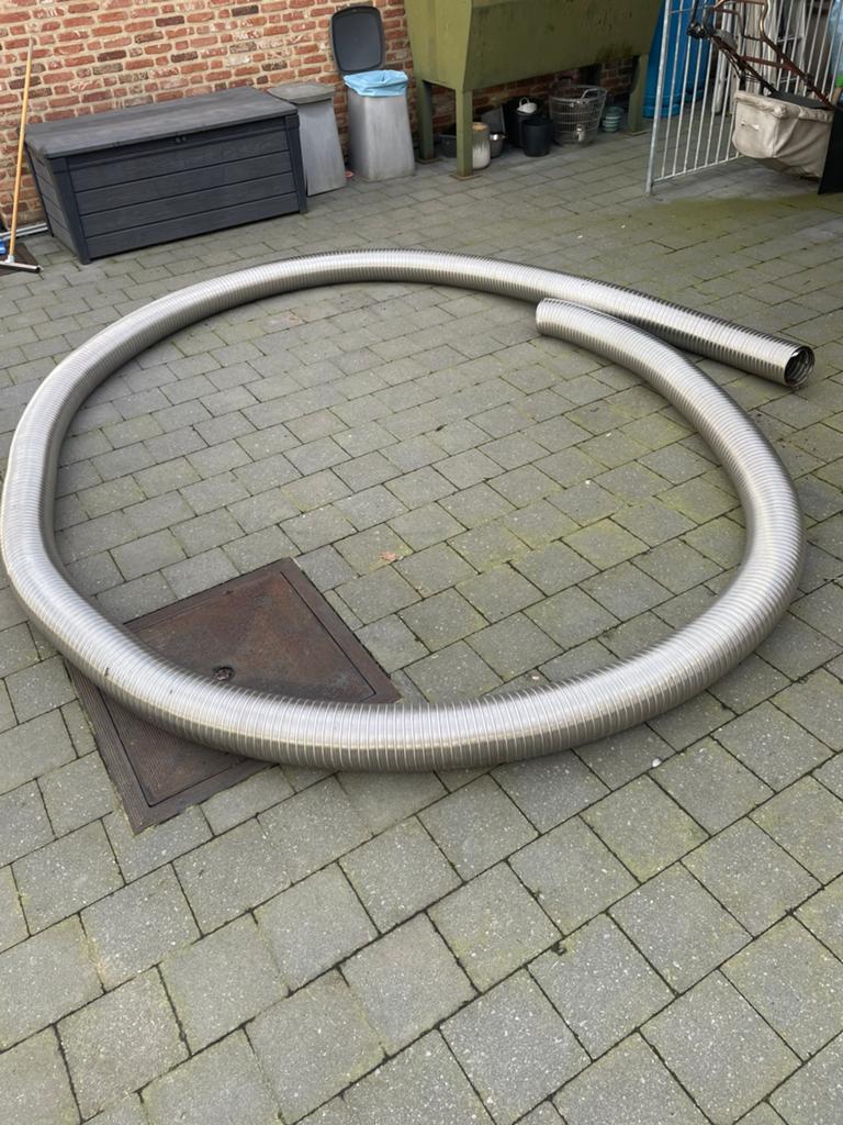 Dubbelwandige inox flexibel houtkachel diameter 150, Doe-het-zelf en Bouw, Buizen en Afvoer, Ophalen, Zo goed als nieuw, Inox