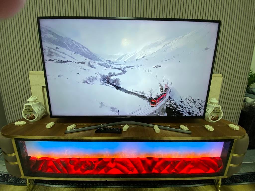 Télévision Samsung 50 pouces 4K + meuble TV en verre noir, TV, Hi-fi & Vidéo, Accessoires de télévision, Comme neuf, Enlèvement