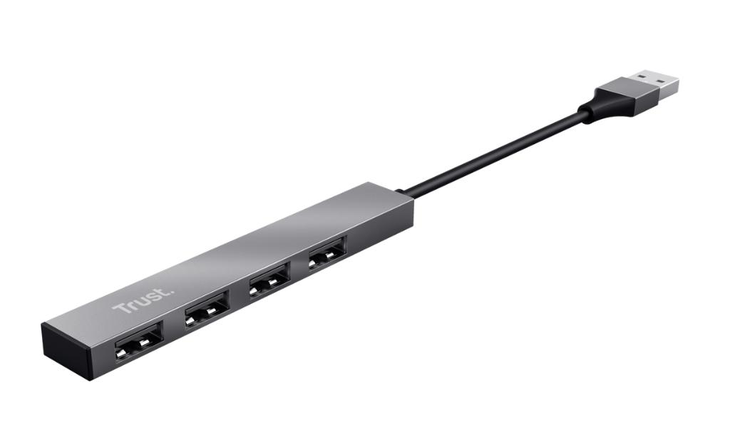 Halyx Aluminium 4-Port Mini USB Hub, Informatique & Logiciels, Stations d'accueil, Enlèvement ou Envoi, Comme neuf, Hub USB, Trust