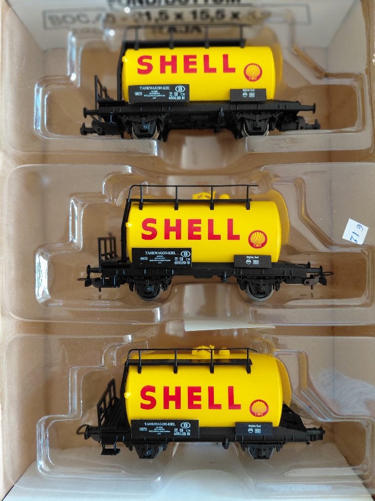 PIKO  set  NMBS Ketelwagens SHELL, Gelijkstroom, Analoog, Nieuw, Wagon