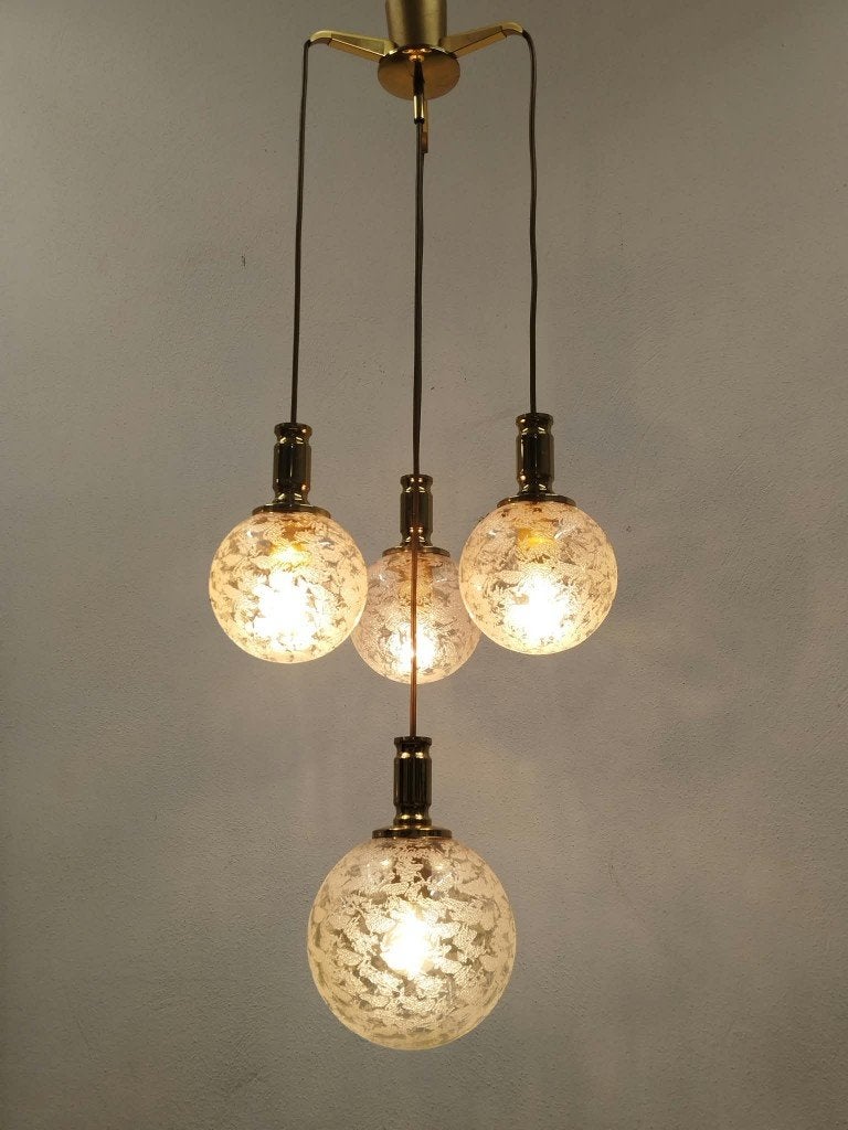 Vintage Mid-Century Cascade hanglamp Duits kwaliteitsdesign, Enlèvement ou Envoi, Comme neuf, Verre