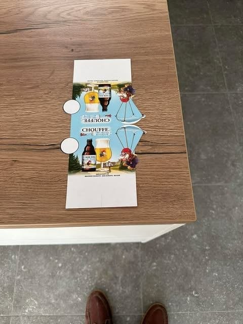 Chouffe alcoholvrij sans alcool tafel reclame karton, Verzamelen, Ophalen, Nieuw, Reclamebord, Plaat of Schild, Overige merken