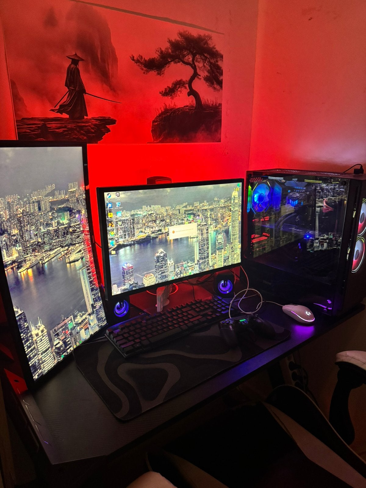 Krachtige Dual Monitor Gaming PC Setup + Games Inclusief, Games en Spelcomputers, Ophalen, Online, Shooter, Nieuw