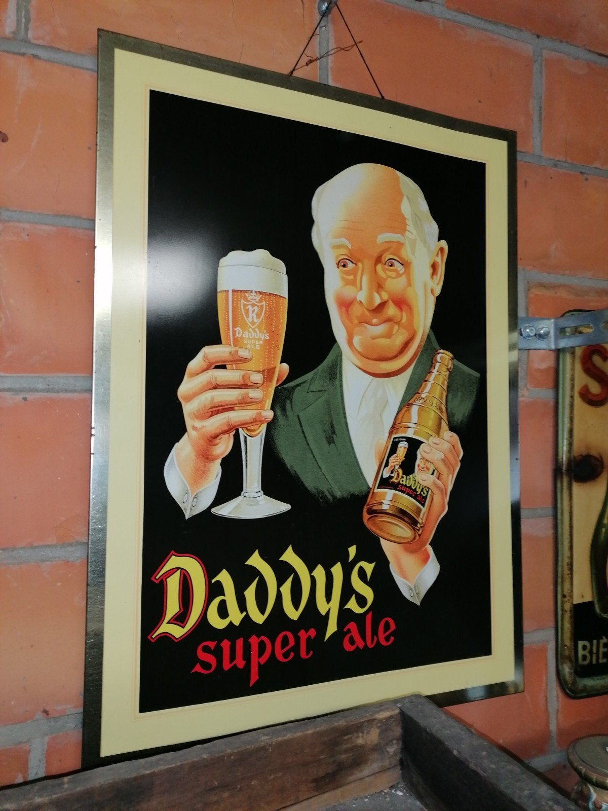 Oude grote blikken bier bord, Ophalen of Verzenden