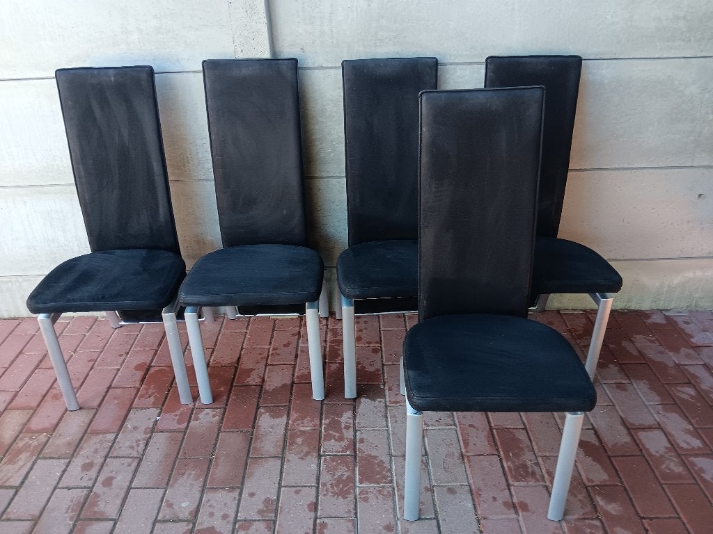 6 Chaises moderne noir, Enlèvement, Métal, Cinq, Six Chaises ou plus, Utilisé