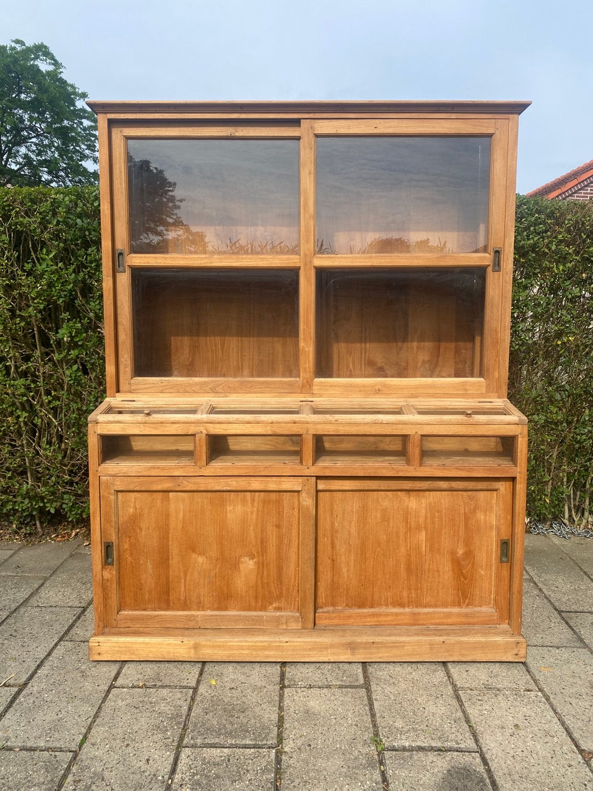 Unieke Teak Vitrine/Buffetkast, Ophalen, 150 tot 200 cm, Teakhout, Zo goed als nieuw