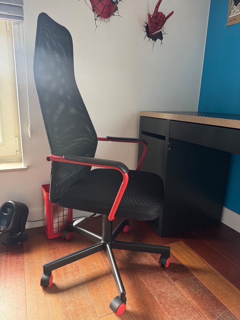 Chaise bureau rouge noir IKEA, Maison & Meubles, Enlèvement, Rouge