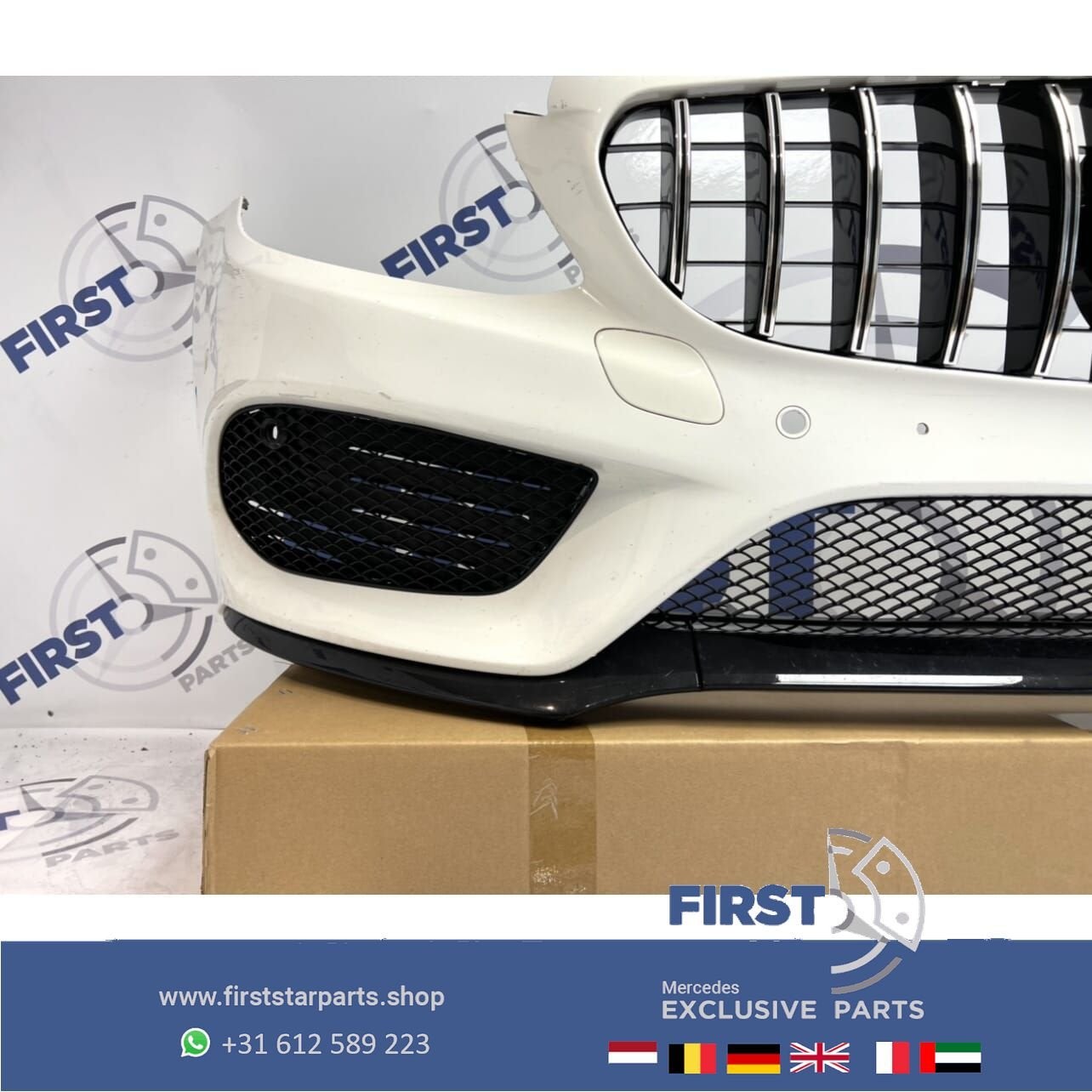W205 A205 AMG VOORBUMPER WIT origineel Mercedes C KLASSE 201, Gebruikt, -, Voor, Ophalen of Verzenden