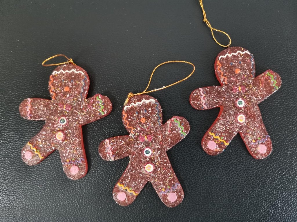 3 cintres pour sapin de Noël rouges Gingerbread men 10 x 8cm, Enlèvement ou Envoi, Comme neuf