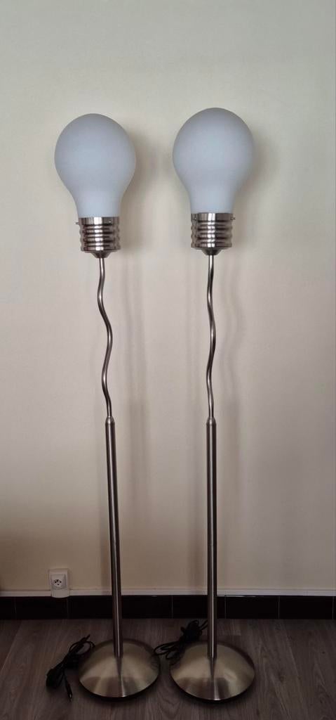 2 lampadaires design métal gris 180 cm – lot 69€ à saisir, Enlèvement, Métal