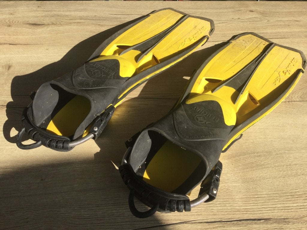 Beuchat X-Jet Buitenvinnen L/XL met bungee straps, Sports nautiques & Bateaux, Enlèvement ou Envoi, Utilisé, Palmes de natation ou de plongée