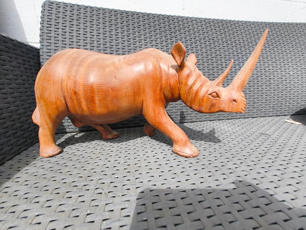 Statue de rhinocéros vintage en palissandre solide, Antiquités & Art, Art | Sculptures & Bois, Statue, Bois, Fait main, Enlèvement