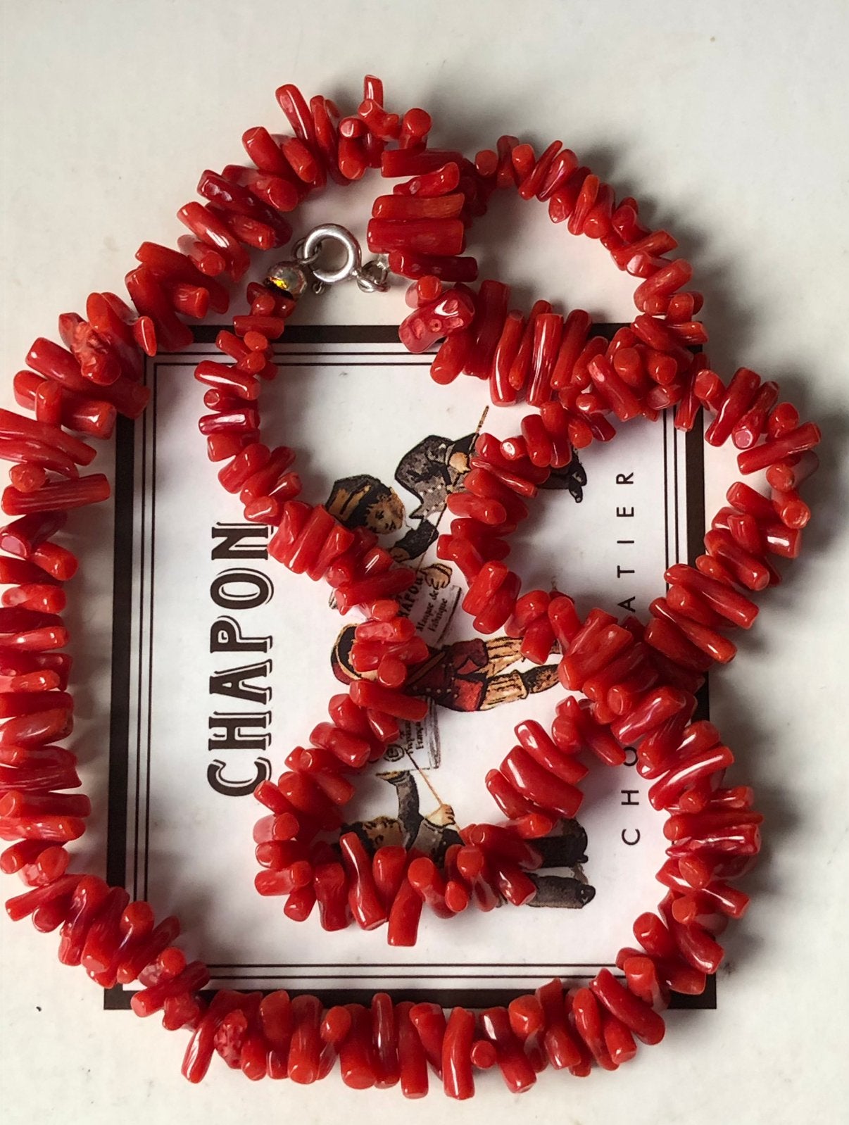 Collier en corail, Enlèvement ou Envoi, Comme neuf, Argent, Argent