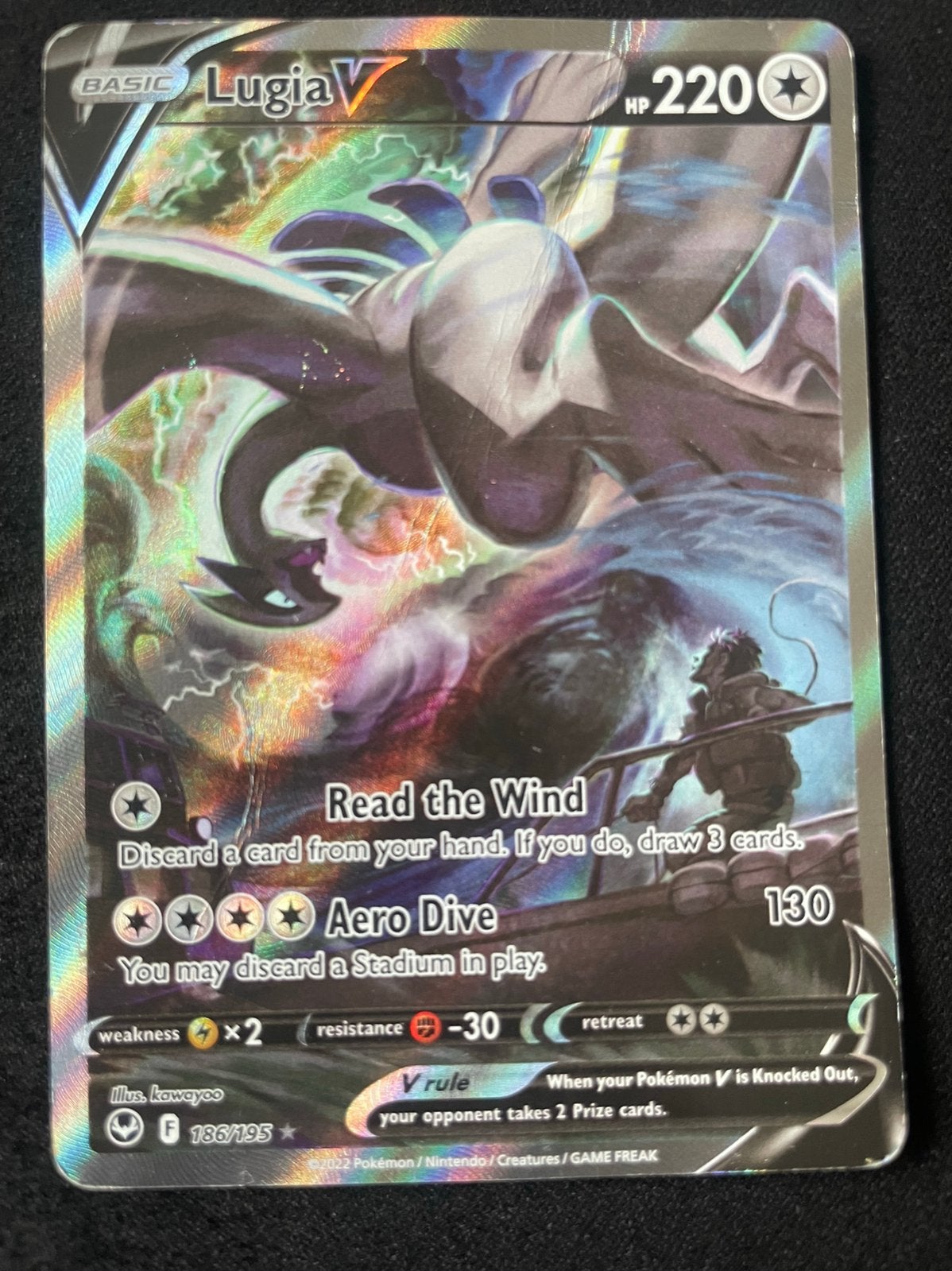 Played/Poor Lugia V Silver Tempest, Hobby en Vrije tijd, Ophalen of Verzenden, Gebruikt, Losse kaart, Foil