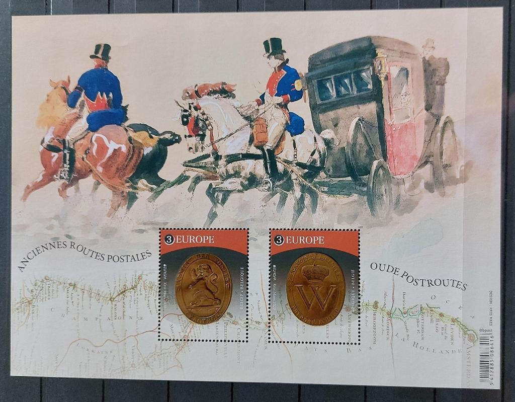 België: Europa - oude postroutes - BL290, Ophalen of Verzenden, Zonder stempel, Postfris, Postfris