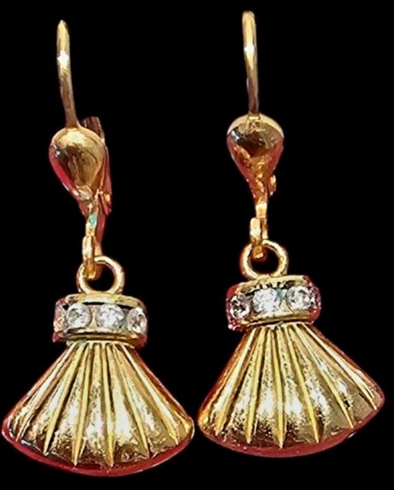 18K GOUDEN GESTEMPELDE EN SCHITTERENDE OORBELLEN, Handtassen en Accessoires, Oorbellen, Hangers, Nieuw, Met edelsteen, Goud