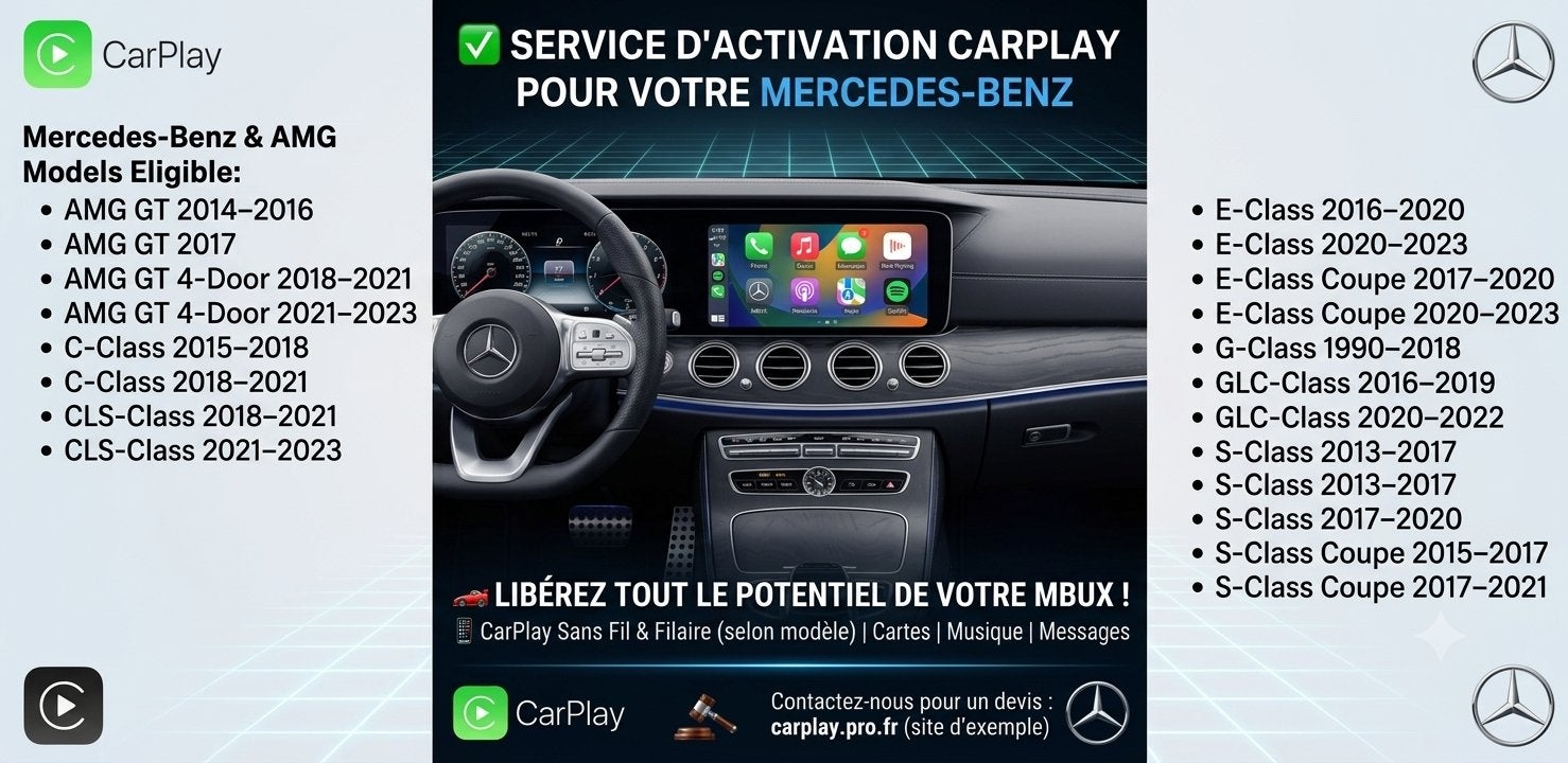 Activation CARPLAY sur Mercedes-Benz : Liste STRICTE, Ophalen
