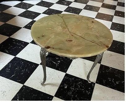Authentieke salontafel met marmeren blad jaren 50/60, Ophalen, Overige materialen, Gebruikt, Rond