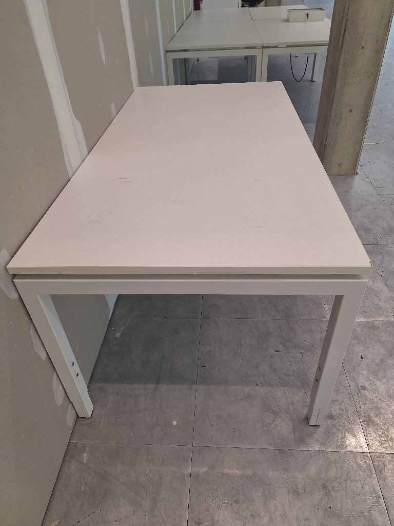 Vergadertafel/bureau/eettafel 180 x 90cm (wit) - schade, Ophalen, 90 cm, Gebruikt, In hoogte verstelbaar