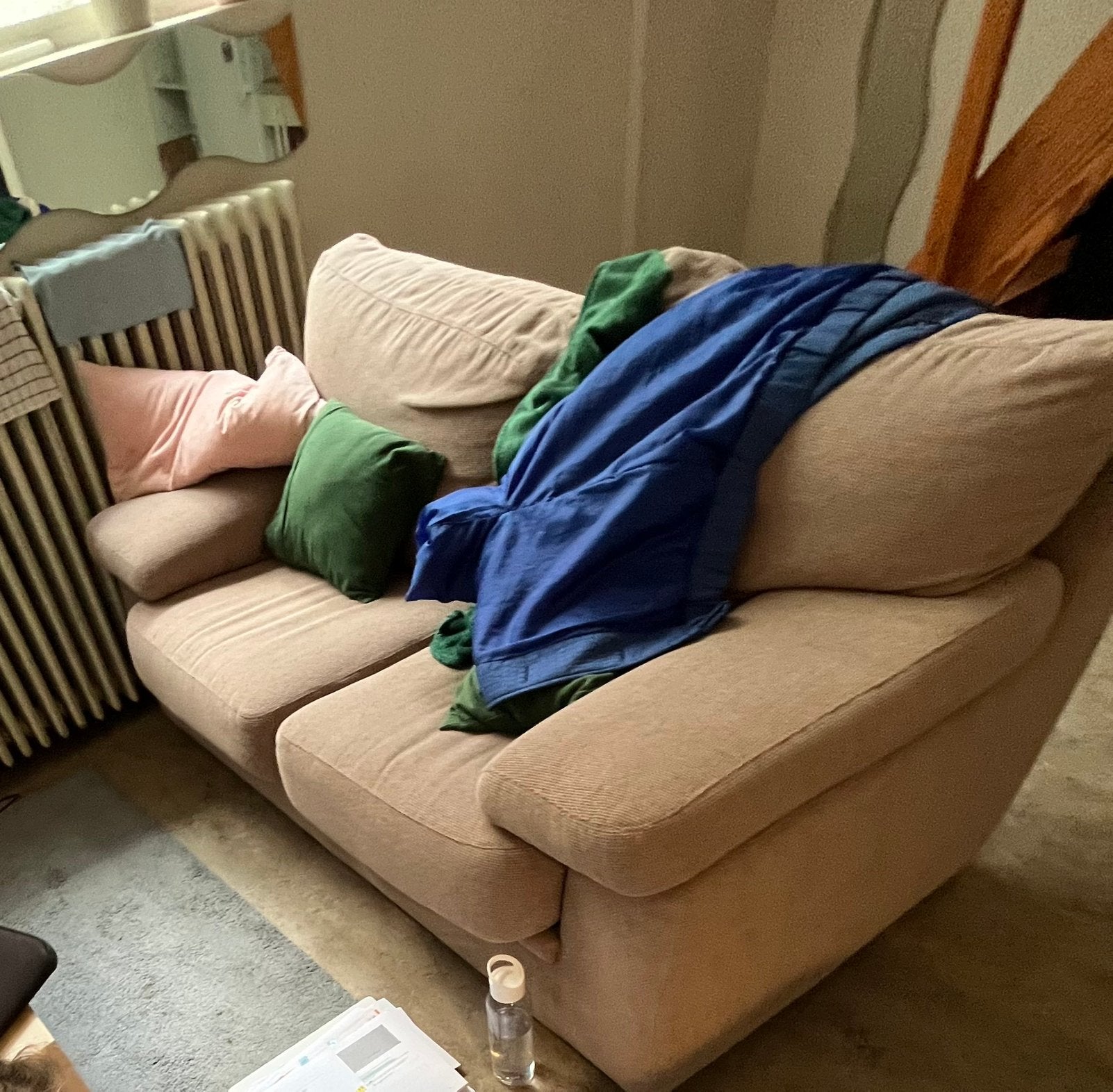Fauteuil beige/grise, Enlèvement, Utilisé, Deux personnes, Tissus