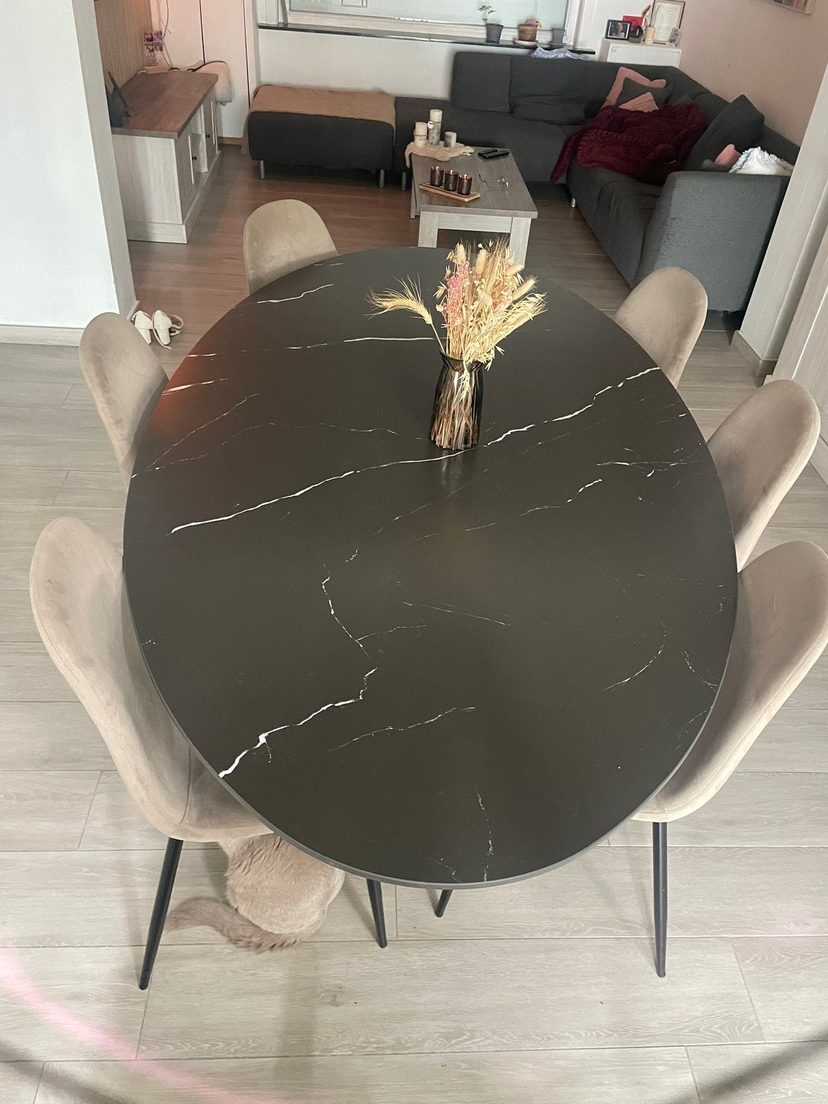 Keramische eettafel 2m20 ovaal, Huis en Inrichting, Tafels | Eettafels, Ophalen, Overige materialen, 100 tot 150 cm, .