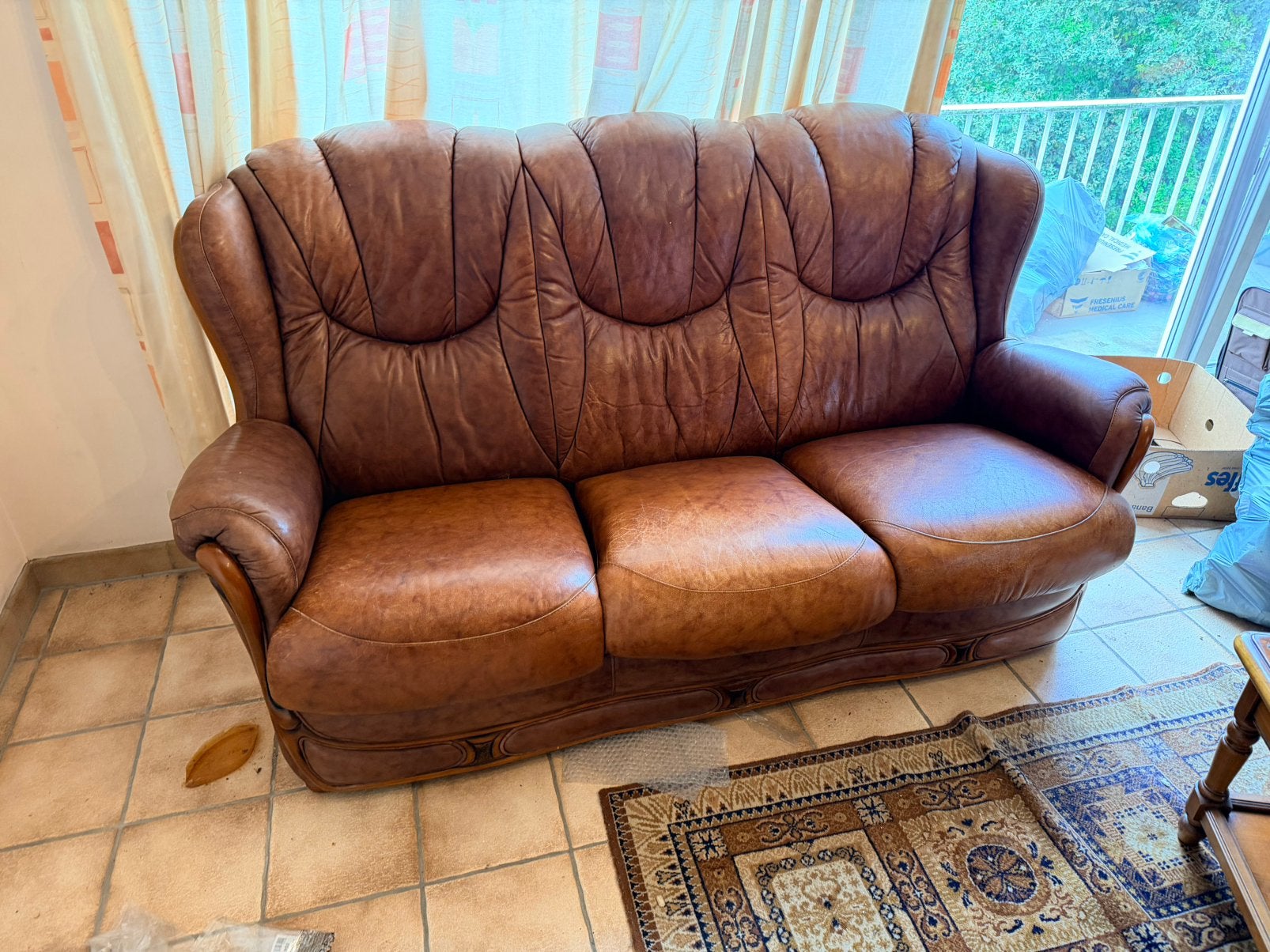 Lederen salon sint amandsberg, Huis en Inrichting, Ophalen, Gebruikt