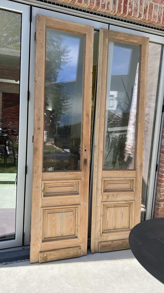 Prachtige oude houten deuren, Ophalen, Glas