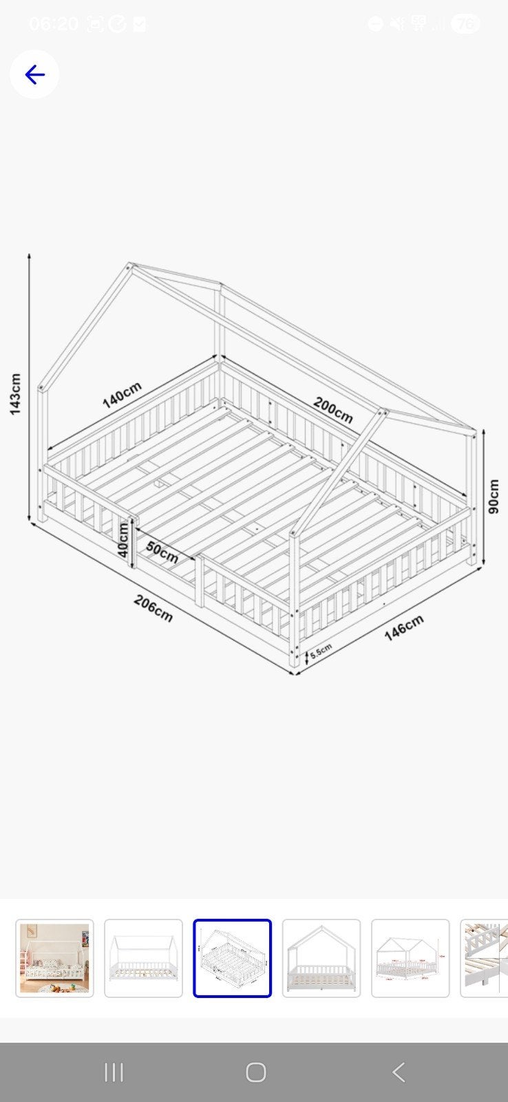 Kinderbed sisimiut met uitvalbeveiliging. 200x140, Ophalen