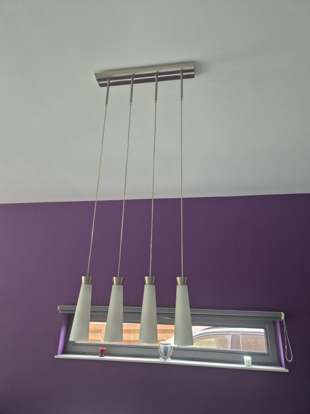 Belle suspension design 4 lampes – Hauteur réglable, Métal