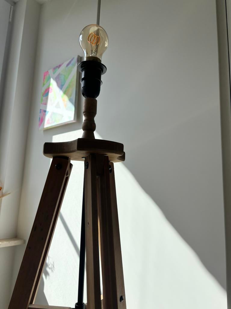 Vloerlamp - landelijk, Ophalen, 100 tot 150 cm, Hout, Landelijk