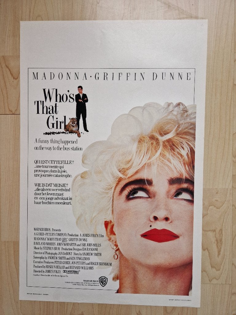 filmaffiche Madonna Who's That Girl 1987 filmposter, Verzamelen, Rechthoekig Staand, Ophalen of Verzenden, Zo goed als nieuw, A1 t/m A3