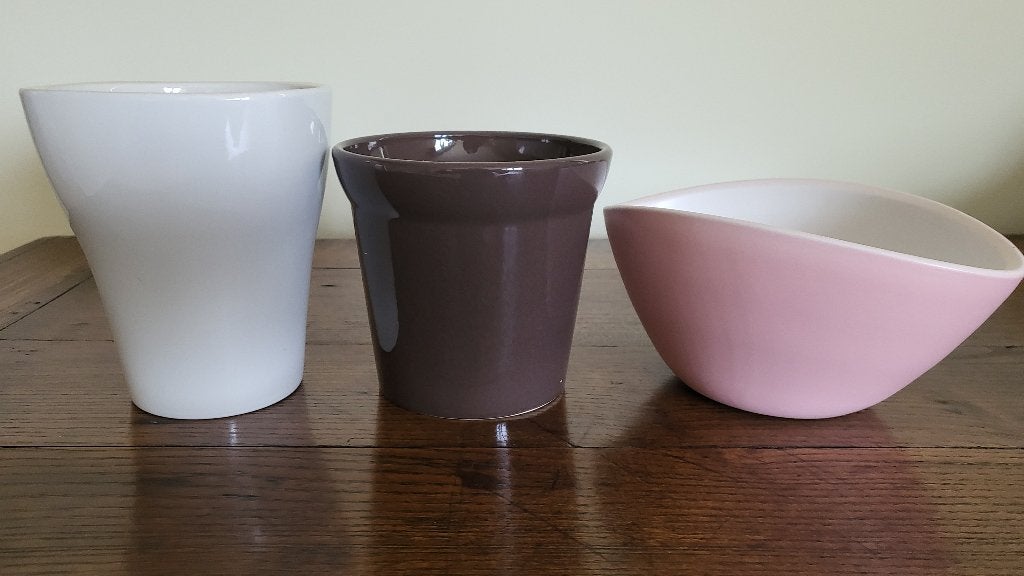 3 pots de fleurs, Jardin & Terrasse, Enlèvement ou Envoi, Moins de 25 cm, Utilisé, Intérieur