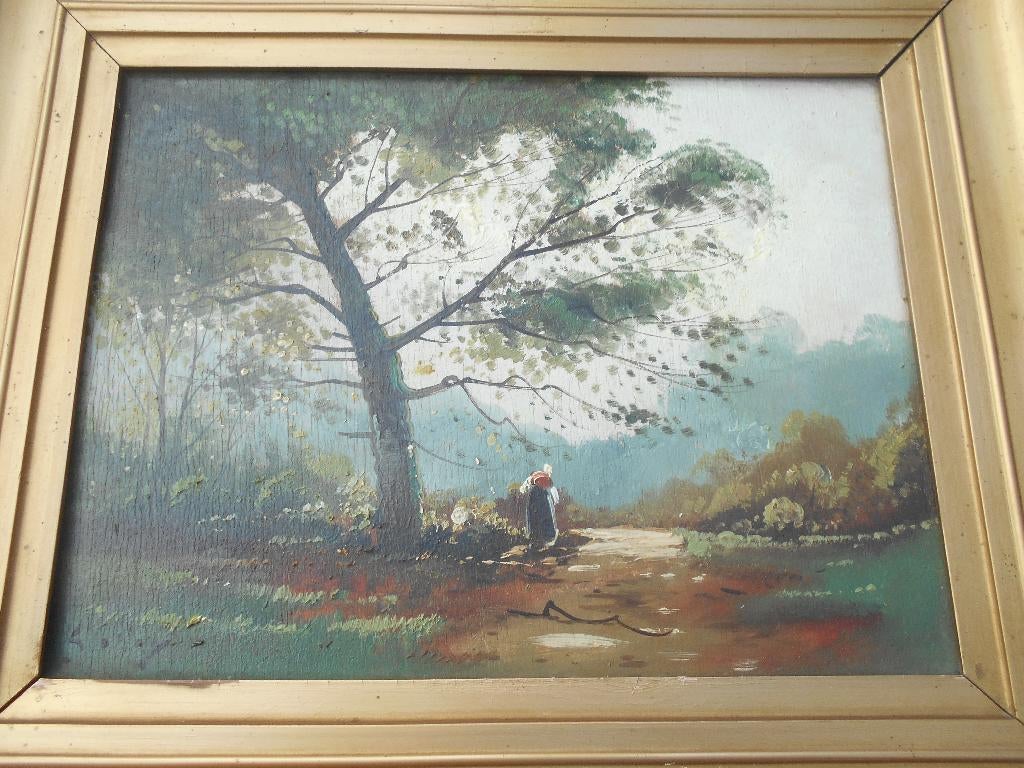 ancien tableau paysager signé, Antiquités & Art, Enlèvement
